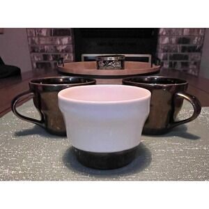 Set of 3 2013 Starbucks Coffee Mugs 12 oz Brown Metallic Glaze Ceramic Cup